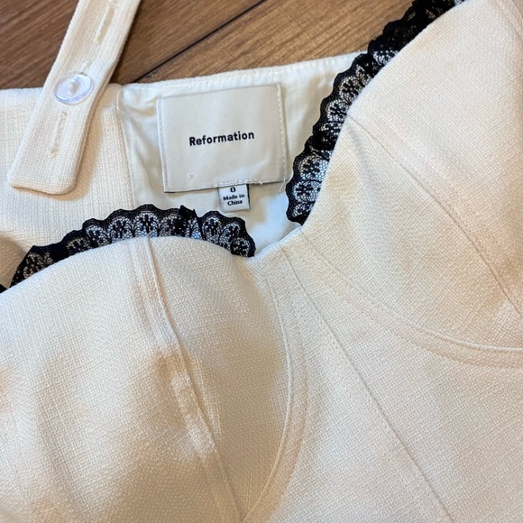 Reformation Alisa Ivory Corset Top Back Tie Lace Sweetheart Neckline - Picture 5 of 10